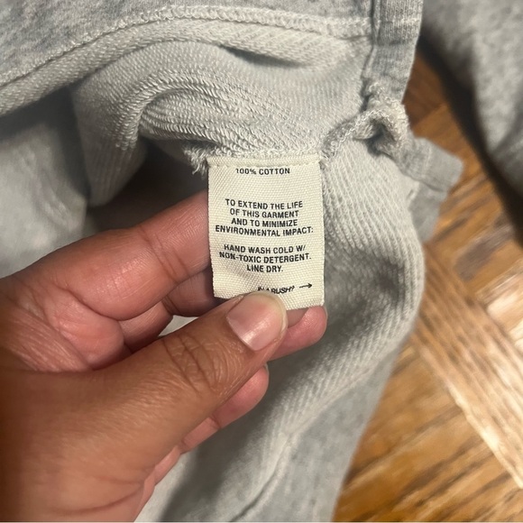 Alex Mill V-Neck Terry Cloth Long Sleeve High Low Cropped Hoodie in Gray Sz L - Picture 8 of 16